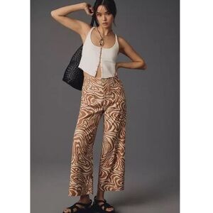 Maeve Brown and Cream Wide Leg Pants